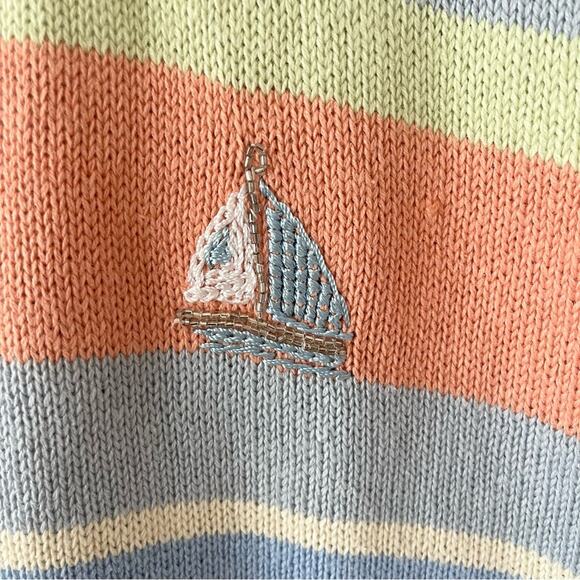 Story Knits Cardigan Sweater Striped Embroidered Details Beach Women size L - Picture 2 of 12